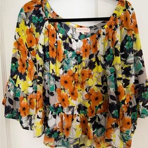 Eight Sixty Women's Orange Floral off shoulder top